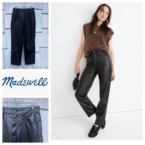 Madewell The Perfect Vintage Straight Leg Faux Leather Pants Black Size 27